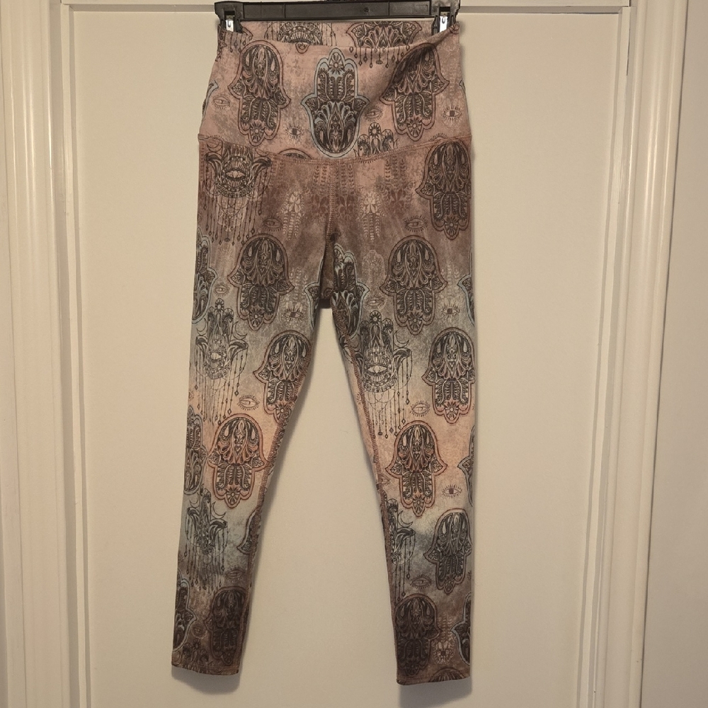Evolution and Creation Multicolor Hamsa Print High-Waist Leggings
